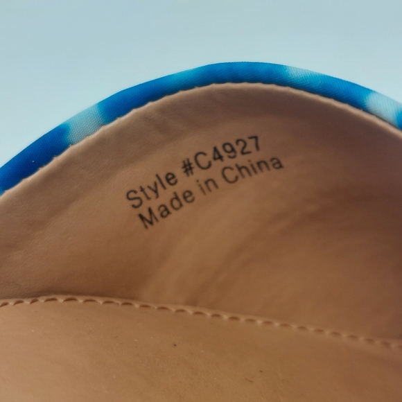 J Crew Blue White Tie Dye D'Orsay Flats Pointed Toe Bohemian Hippie Size 6 - Picture 6 of 9